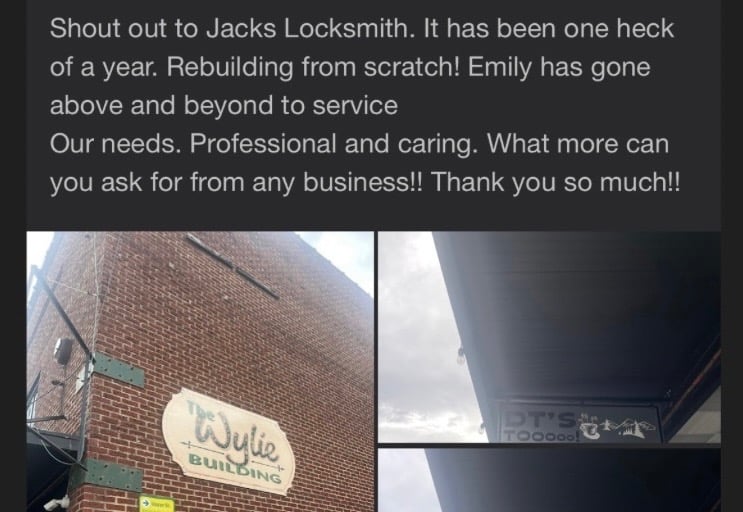 5 star Google review for commercial office lock installation by Jack's Locksmith