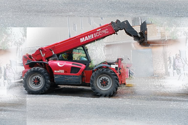 a red crane with a crane on it