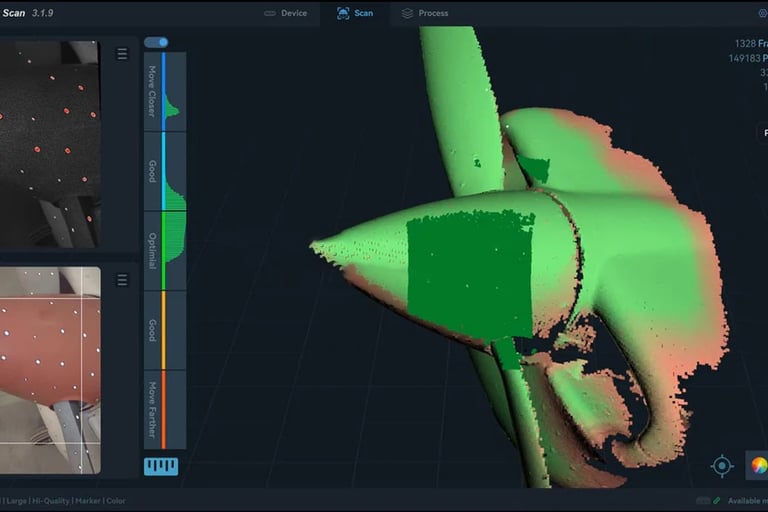3d scanning a propeller with NIR mode for a quick fast scan