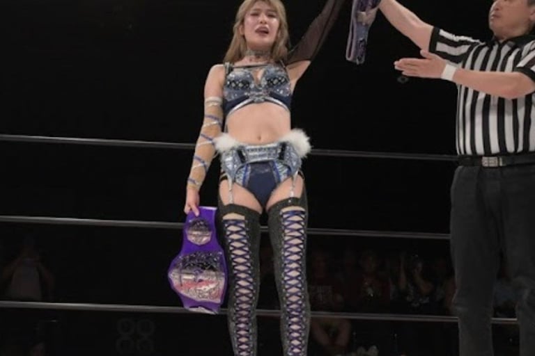 Yuki Kamifuku in Japan with the VIetnam Pro Wrestling Women's Championship