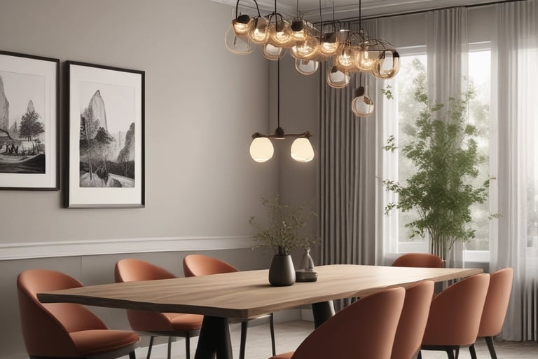 Lámpara colgante en un comedor moderno