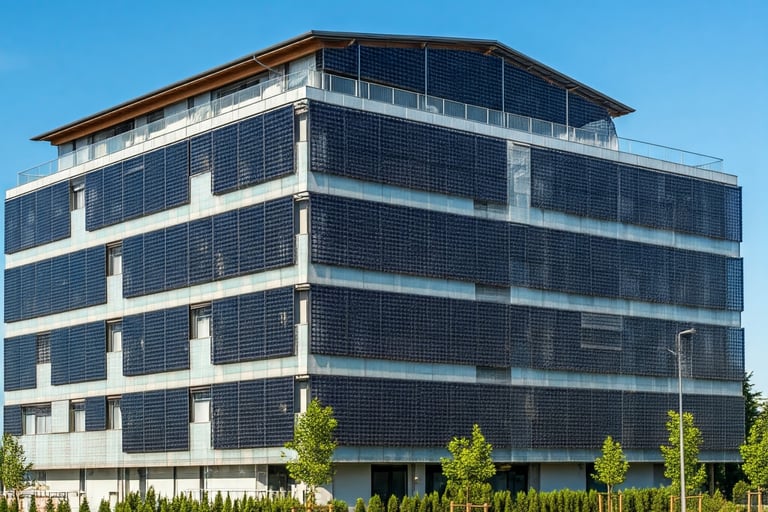 Sistema fotovoltaico (BIPV) integrato nella facciata di un edificio