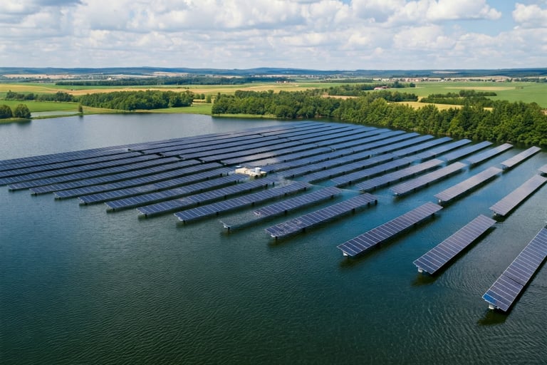 Impianto solare flottante su un lago