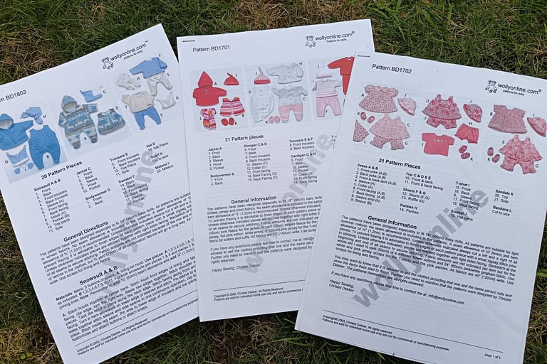 Three Wollyonline sewing patterns