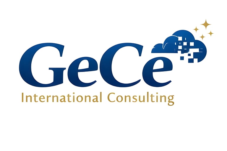 business development advisory services GeCe International Consulting logo cloud with gold stars