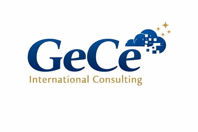 GeCe International consulting logo includes a blue cloud with gold sparkles