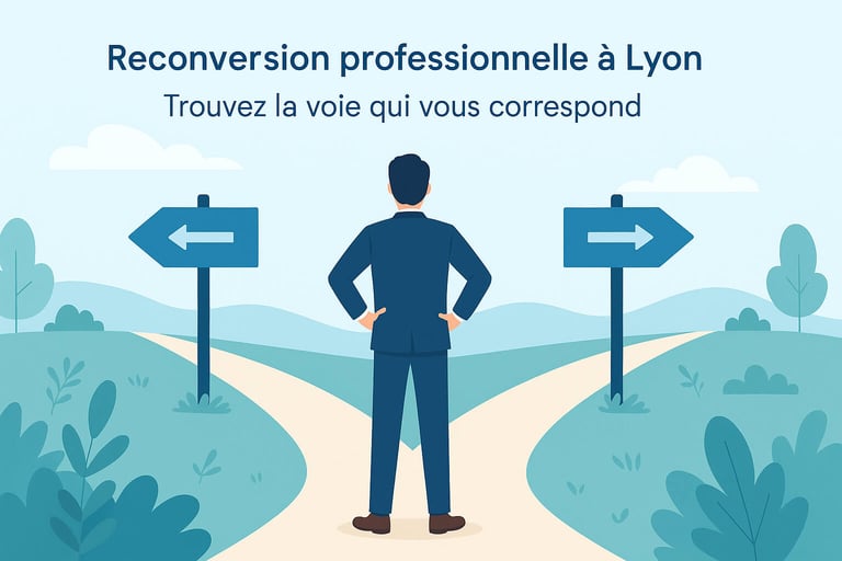 Un homme hésitant entre plusieurs voies professionnelle : accompagnement à la reconversion pour trouver celle qui correspond