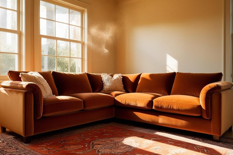 a couch with a brown couch and a rug