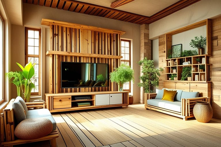 a living room with a couch and a television