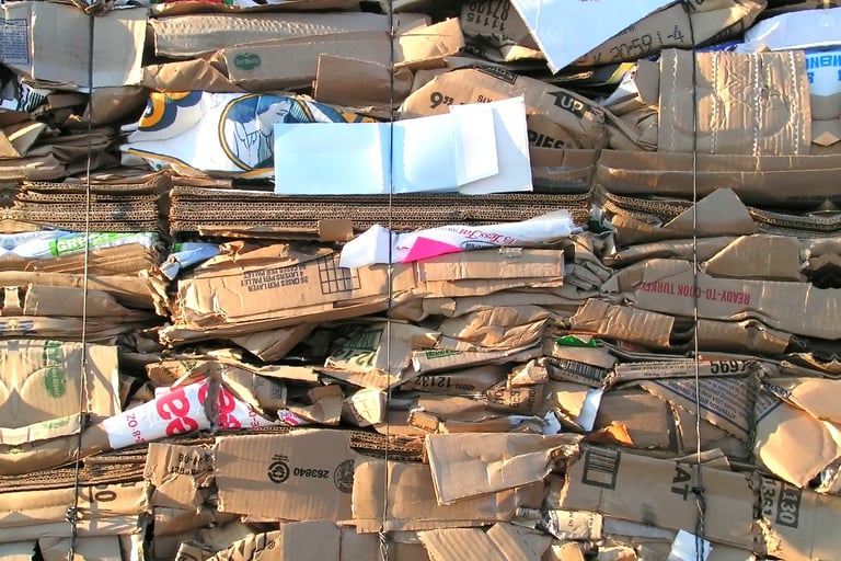 bundled cardboard