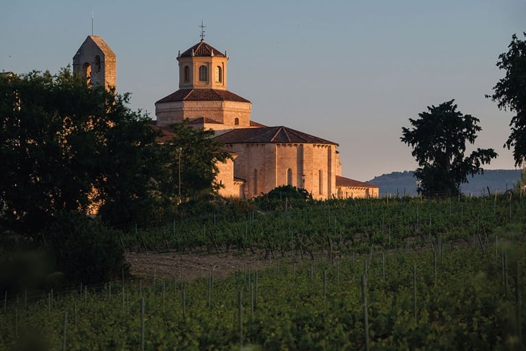 luxury monastery at sunset