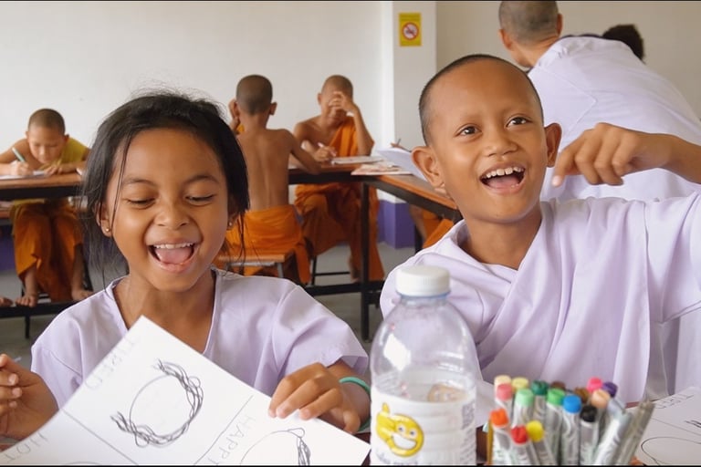 monk girls in classroom