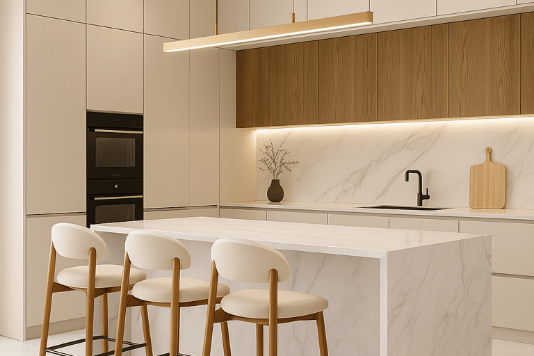 New build. Finishing. Contemporary Interior Design.