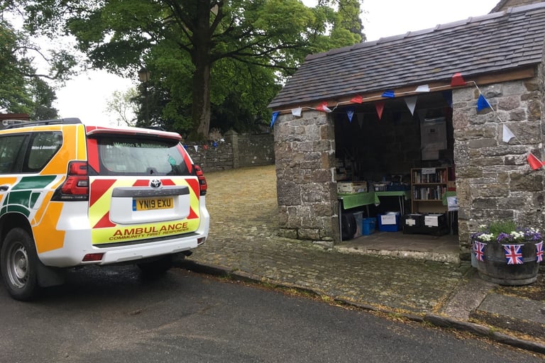 Bus Shelter with First Responder vehicle