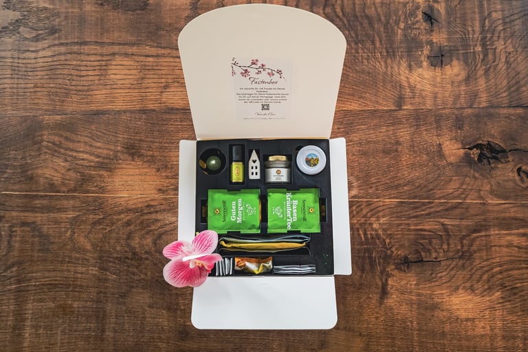 a box with a flower and a flower in it