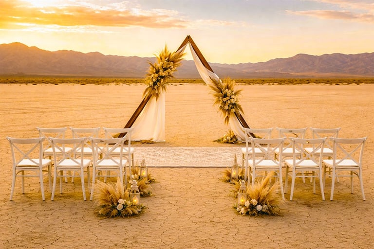a wedding ceremony in the desert