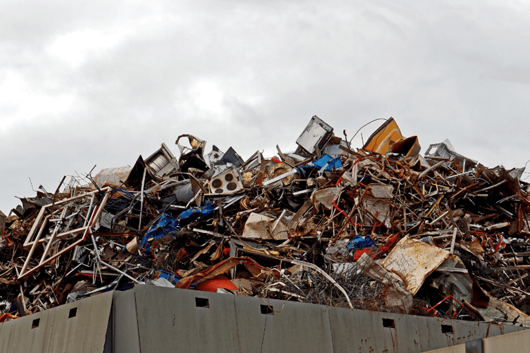 a pile of metal and metal scrap materials