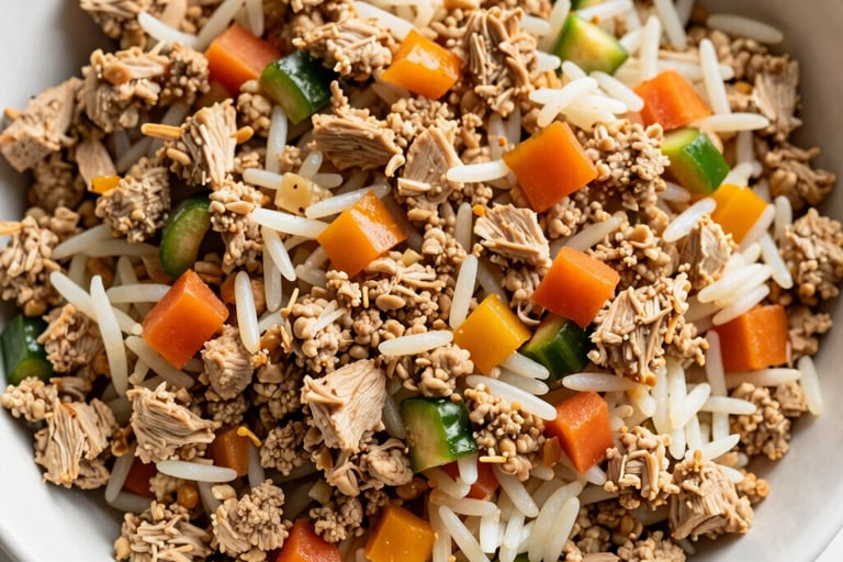 Ground turkey and rice with vegetables — high protein lunch for women over 35