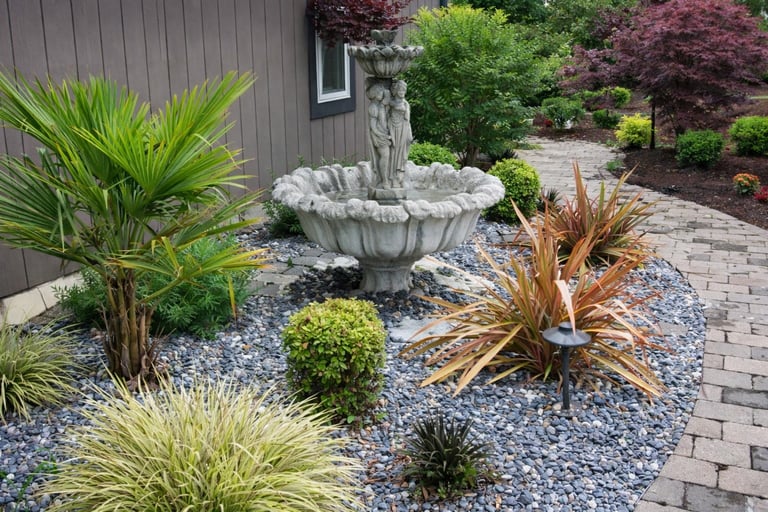 water feature in tropical landscape