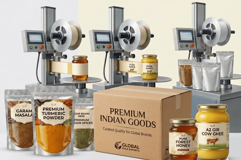 Premium private label packaging exporter from India for spices honey ghee and bulk food products for global brands
