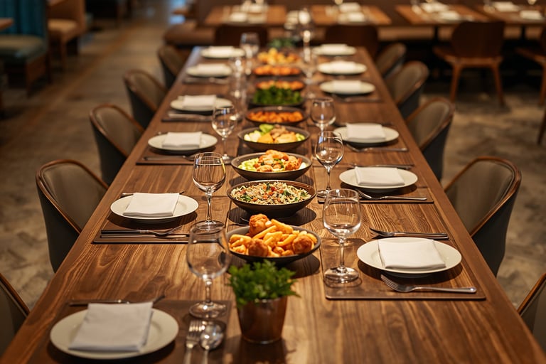 Group dining table setup at Tilli’s Restaurant Chicago