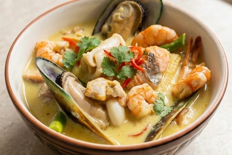 Healthy yellow seafood curry recipe 