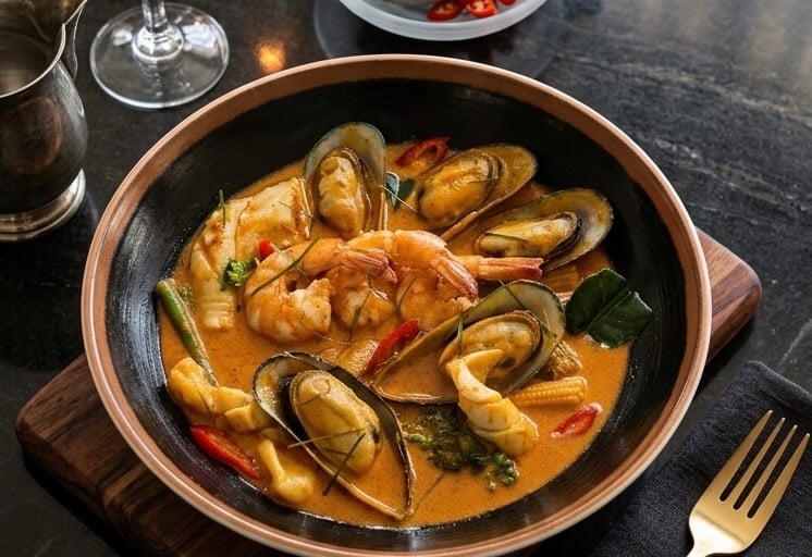 Healthy red seafood curry recipe 