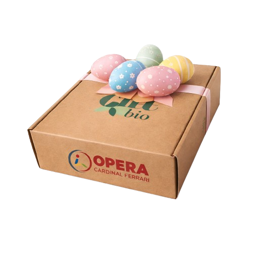 Cofanetto solidale Opera Cardinal Ferrari con uova pasquali decorative