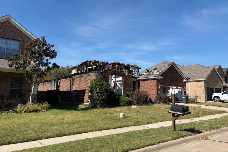 fire damaged home Irving TX - Irvin Restoration property damage assessment