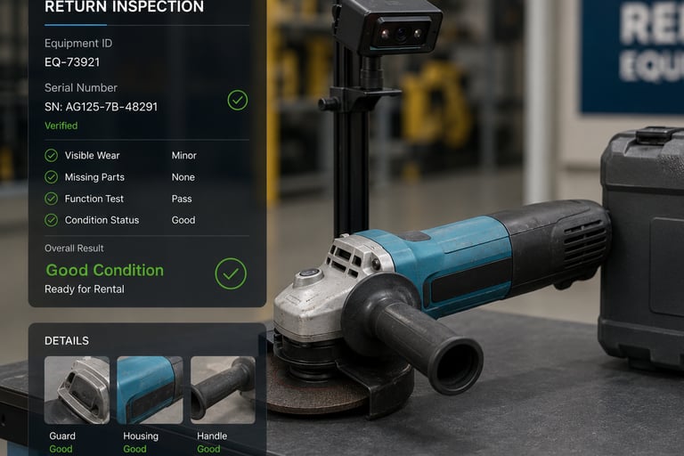 AI inspection report for returned rental equipment