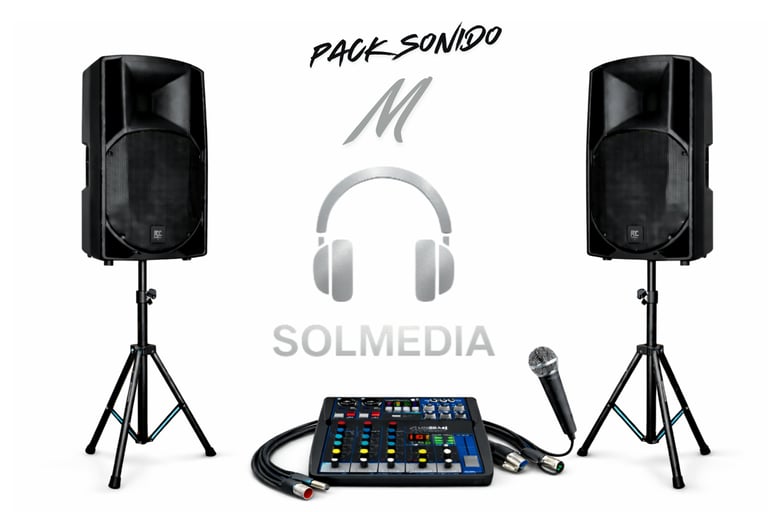 Pack sonido M, 2 altavoces, mesa de sonido, microfono. Sevilla y Provincia