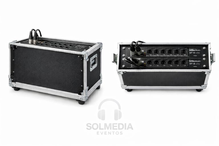 Rack de prensa profesional, distribuidor de señal de sonido, splitter.