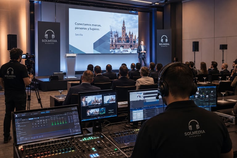 Servicio de sonido e imagen de Solmedia para eventos corporativos en Sevilla