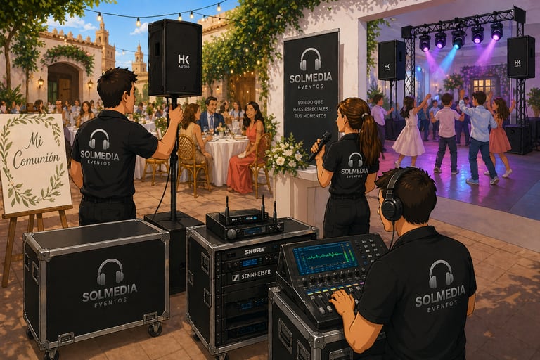 Evento de comunión en patio sevillano