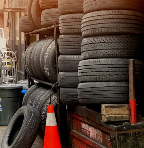 stack of tyres