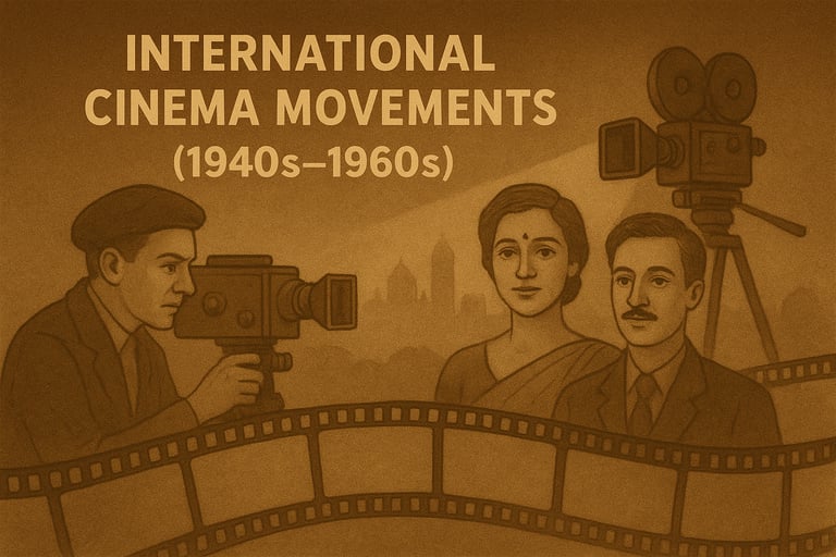 a group of people standing around a camera