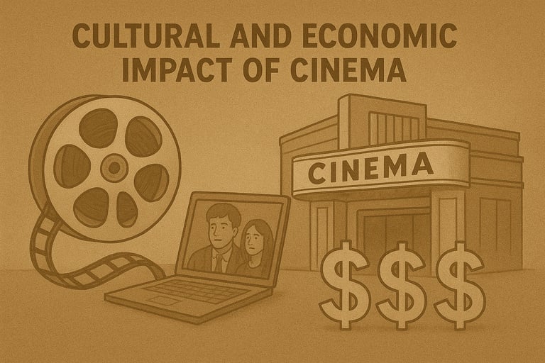 a laptop computer screen with a laptop and a movie reel