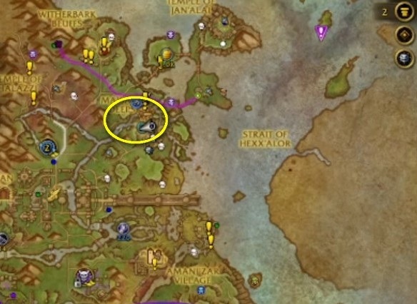 prey trap area Zul aman: 42.77, 71.30, Prey system, Prey farming, Remnants of Anguish Farming, WoW, Midnight