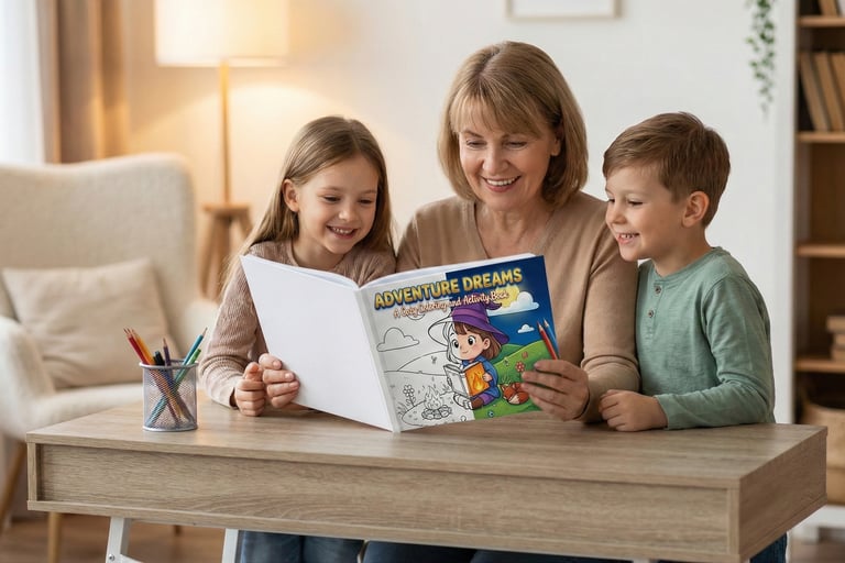 screen-free reset, calming fantasy book, cute fantasy activity book, bold simple coloring, fantasy relaxation book, cozy act