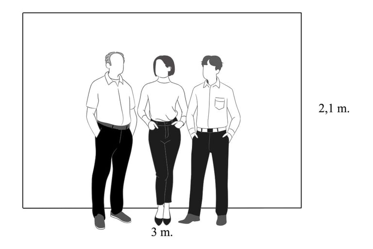 Foto sienelių dydžiai palyginus su 180 cm. asmenimis