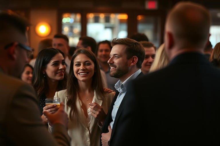 a group of happy people socialising
