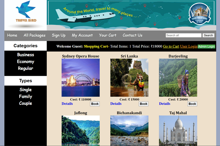 Travel Agency Management System - Home Page