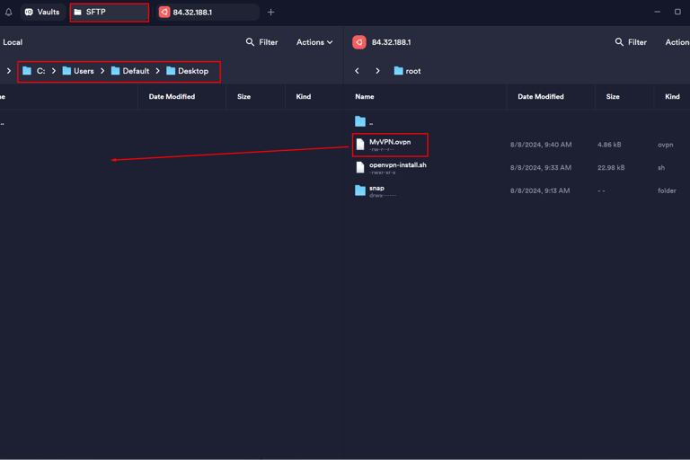 openvpn file import