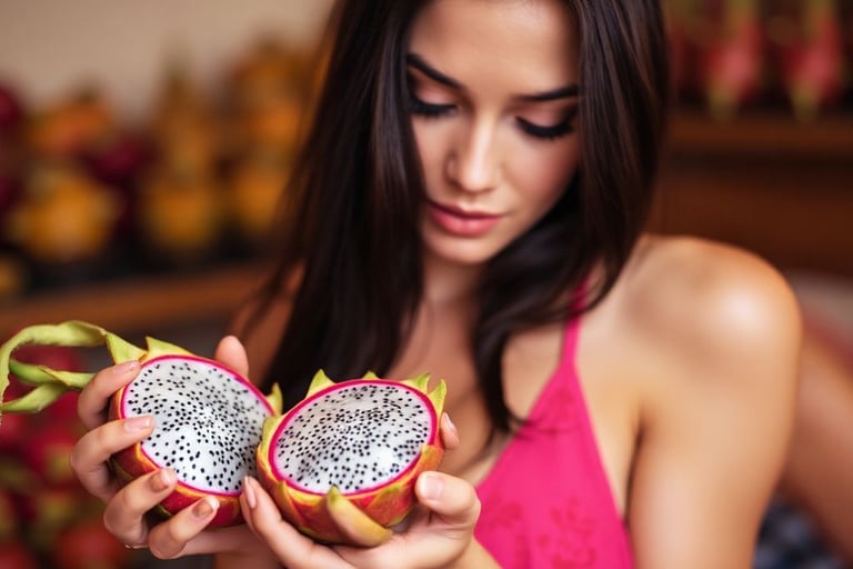 Woman Considering Dragon Fruit for Keto Diet