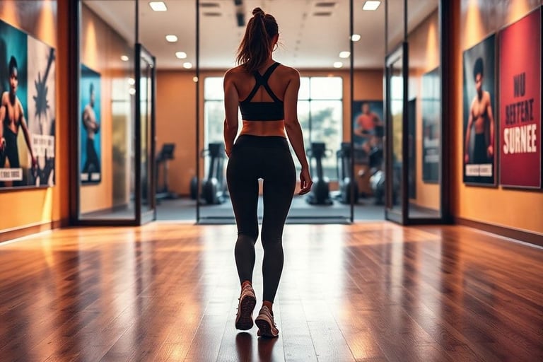 Woman in Gym Achieving her Goals