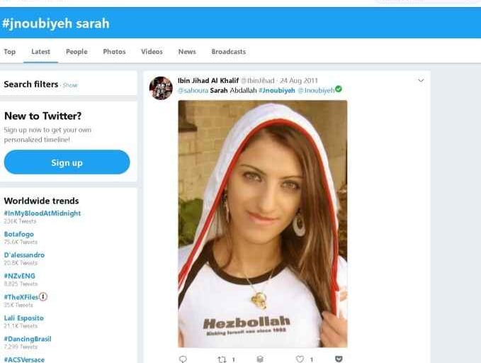 Hezbollah sarah abdallah @sahouraxo on Twitter