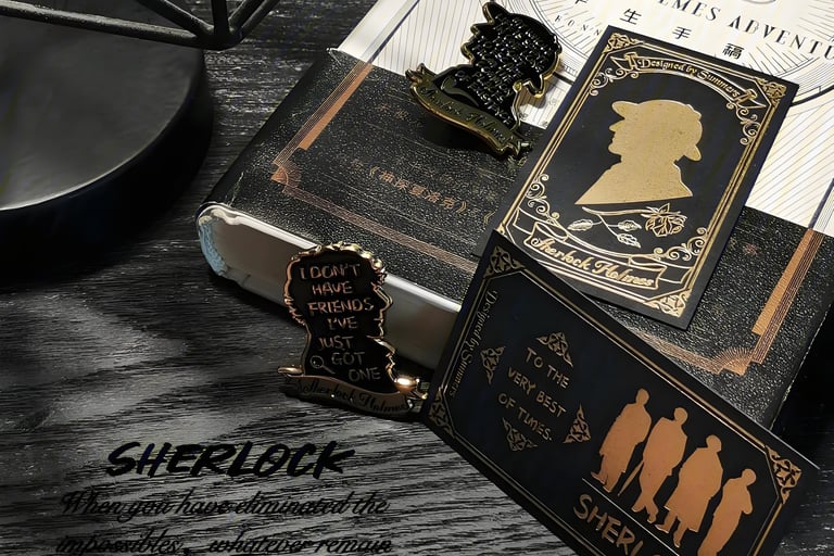 Sherlock pins and a bookmark