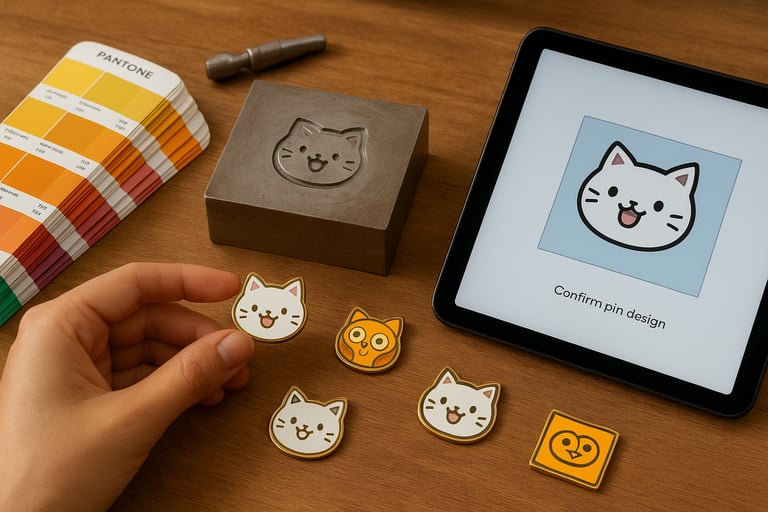 a person's hand holding a small cat stamper