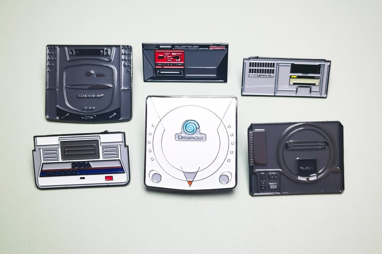 a collection of sega game player pins