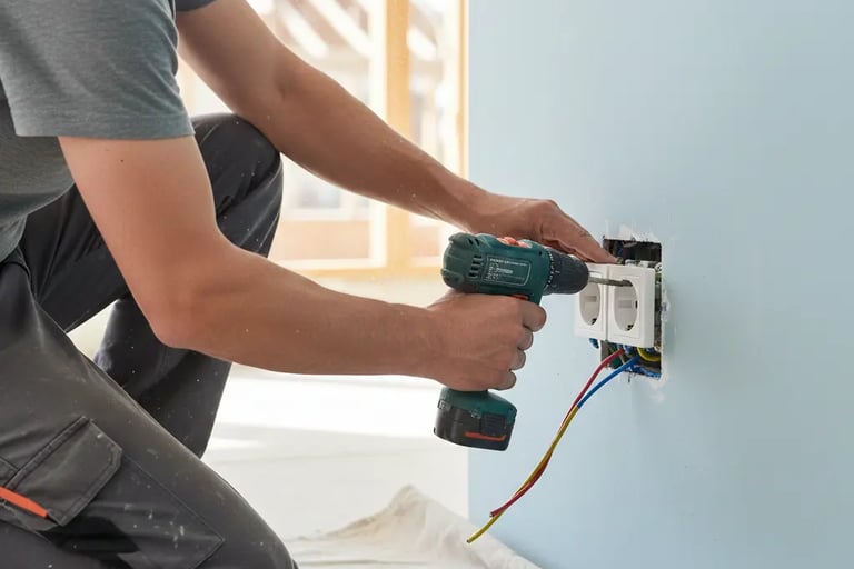 Electrician in Coventry installing a socket 